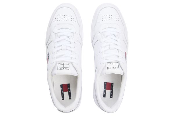 Ανδρικά Δερμάτινα Sneakers Λευκά Tommy Jeans EM0EM01443-YBR